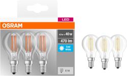 OSRAM LED izzó készlet, 3 darab, P40, E14, 4W (40W), 470 lm, A++, Hideg fény