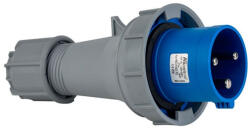 PCE Electric Fisa stecher pe cablu 3 poli 63A 1P+N+PE drept 230V albastru IP67 6h CEE 257x114mm (406114)