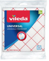 Vileda Törlőkendő, 34x36 cm, 3 db, VILEDA "Universal", fehér-piros (KHTV15) - fapadospatron