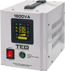 TED Electric UPS Pentru Centrala, Sursa Curent Centrala 1600VA 1050W cu Ecran LCD si Sinusoidala Pura, Utilizeaza 2x Baterie 12V, Ted Electric TED000330 (A0061528)