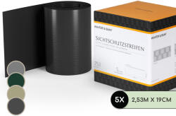 Blumfeldt Árnyékoló szalagok kerítésre, kerítés. PVC kemény műanyag, 2, 53 × 0, 19 m (PVC5 Anthrazit) (PVC5 Anthrazit)