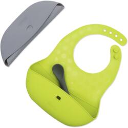 BBLÜV Pöket előke kanállal Grey/Lime 2 db