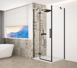 SAPHO Zuhanykabin, Sapho Trinity Black szögletes zuhanykabin, átlátszó üveg, balos 90x120 GT5612-90CL-B - mozaikkeramia