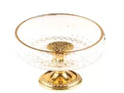 Osena Bol Decorativ Osena Sticla Pentru Servire Fructe Uscate Nuci Gustari Diametru 17Cm (508-3-K-18)