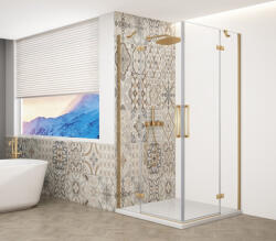 SAPHO Zuhanykabin, Sapho Trinity Gold Matt szögletes zuhanykabin, átlátszó üveggel 100x100 GT2210-10C-G - mozaikkeramia