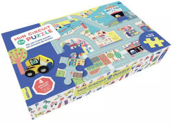 AUZOU Padló puzzle 4db fa kisautóval (AUZOU0883)