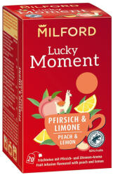Milford lucky moment őszibarack és citrom ízű gyümölcstea 20x2, 25g 45 g - biopanda