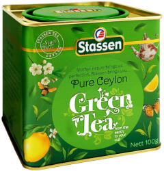 Stassen zöld tea szálas fémdobozos 100 g - biopanda