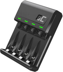 Green Cell Töltő AA/AAA/R6/R03/Ni-MH akkumulátorokhoz, zöld cellás, 2600 mAh, fekete (CHAR-NIMH-GRADGC01-GC)