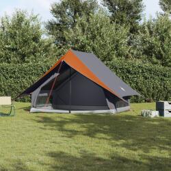 vidaXL Семейна палатка с покрив Сив и оранжев 256 x 256 x 185 см (4100678) Палатка