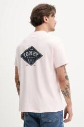 Tommy Jeans tricou din bumbac bărbați, culoarea roz, cu imprimeu, DM0DM20806 PPYA-TSM1R1_03X (DM0DM20806)