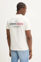 Tommy Jeans tricou din bumbac bărbați, culoarea bej, cu imprimeu, DM0DM20815 PPYA-TSM1R4_01X (DM0DM20815)