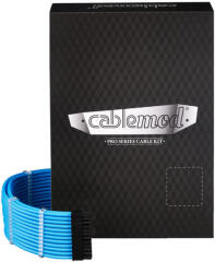 CableMod C-Series Pro ModMesh Sleeved 12V-2x6 12VHPWR Dual StealthSense kábelkészlet Corsair RMi, RMx (Black Label) - világoskék (CM-PCSR-16X2KIT-NKLB-R-SS)
