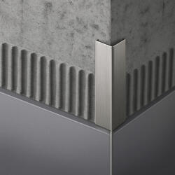 Celox OX Rejtett keskeny csempeszegély 45° szálcsiszolt ezüst 12mm vékony Mozaik élvédő 12x2700