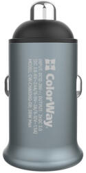 ColorWay Autós töltő, CW-CHA036Q-GR 2USB Quick Charge 3.0 (36W) szürke