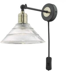 där lighting group Aplica Boyd Wall Light Antique Brass & Matt Black With Glass Shade - Plug In (BOY0775 DAR LIGHTING)