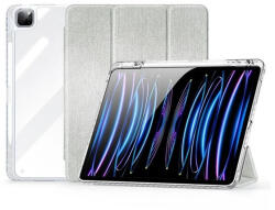 Apple iPad Pro 13 (2024), mappa tok, érintőceruza tartó, közepesen ütésálló, textil hatású előlap, átlátszó hátlap, Smart Case, Dux Ducis Unid, világoszöld