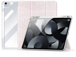 Apple iPad Air 13 (2024 / 2025), mappa tok, érintőceruza tartó, közepesen ütésálló, textil hatású előlap, átlátszó hátlap, Smart Case, Dux Ducis Unid, rózsaszín
