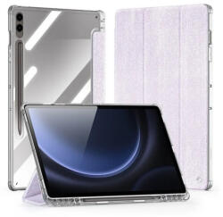Samsung Tab S9 Plus 12.4 / Tab S10 Plus 12.4 SM-X810 / X816B / X820 / X826B, mappa tok, érintőceruza tartó, közepesen ütésálló, textil hatású előlap, átlátszó hátlap, Trifold, Dux Ducis Unid, lila