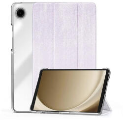 Samsung Tab A9 (8.7) SM-X110 / X115, mappa tok, közepesen ütésálló, textil hatású előlap, átlátszó hátlap, Trifold, Dux Ducis Unid, lila