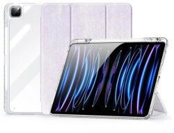 Apple iPad Pro 13 (2024), mappa tok, érintőceruza tartó, közepesen ütésálló, textil hatású előlap, átlátszó hátlap, Smart Case, Dux Ducis Unid, lila