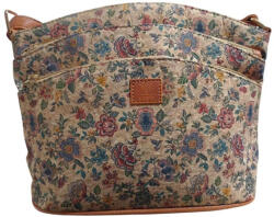 Cork női táska természetes parafa anyag virágmintás sok zsebes (na-1965-beige)