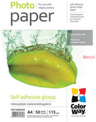COLORWAY Fotópapír, fényes öntapadó (glossy self-adhesive), 115 - 80g/m2, A4, 50 lap (PGS1158050A4) - berczitech