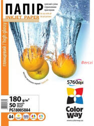 COLORWAY Fotópapír, magasfényű (high glossy), 180 g/m2, A4, 50 lap (PG180050A4) - berczitech