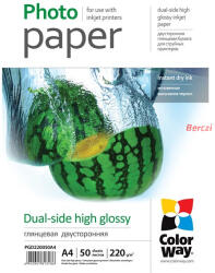 COLORWAY Fotópapír, kétoldalas magasfényű (dual-side high glossy), 220 g/m2, A4, 50 lap (PGD220050A4) - berczitech