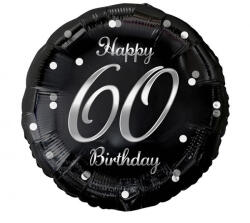 GoDan S. A 60. évszámos fólia lufi, gömb, HB, fekete-ezüst