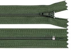 Fashion Műanyag fogú rögzített (nem bontható) spirálcipzár, 3mm, 18cm hosszú, 270224, khaki