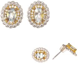  Cercei din Acvamarin cu Zircon Oval Fatetat - 12x9x15 mm - Argint 925 - Stralucirea Divina si Vindecatoare - 1 Pereche
