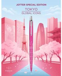 Parker Golyóstoll, 0, 7 mm, ezüst színű klip, mintás tolltest, PARKER, "Royal Jotter Tokyo", kék (ICPJTE) - fiorex