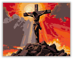  Jézus a Kereszten Naplementében - számfestő készlet
