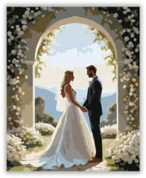  Esküvői Pár a Virágkapu Alatt - számfestő készlet