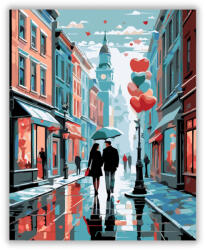  Valentin-napi Séta a Városi Utca Fényei Között - számfestő készlet