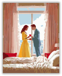  Valentin-napi Szerelmespár a Hálószobában - számfestő készlet