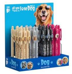 ICO Golyóstoll display, 0, 8 mm, nyomógombos, kutyás tolltest, ICO "Dog", kék (TICSTK)