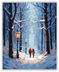  Romantikus Téli Séta a Havas Erdőben - számfestő készlet