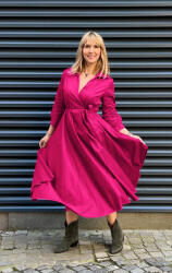 SHOPIKA Rochie clos, petrecuta, din poplin de bumbac, fucsia Talie unica