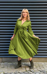 SHOPIKA Rochie clos, petrecuta, din poplin de bumbac, verde oliv Talie unica