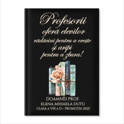 Gravolo Agenda neagra A5 personalizata pentru cadou profesori profesoare (C1043)