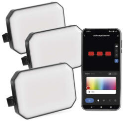 EMOS GoSmart kültéri LED reflektor, kezdő készlet, 3 darab, 14 W, RGBIC dimmelhető, WiFi (ZIW184R)