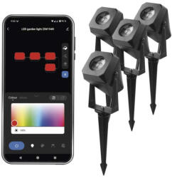 EMOS ZIW194R GoSmart kültéri LED spotlámpa, kezdő készlet, 4 darab, 7 W, RGBIC dimmelhető, WiFi