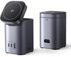 UGREEN - Vezeték nélküli töltő 4 az 1-ben X555 (55321) - MagSafe, Gyors töltés iPhone-hoz, iPadhez, MacBookhoz, GaN, USB, 2xType-C, 65W - Fekete