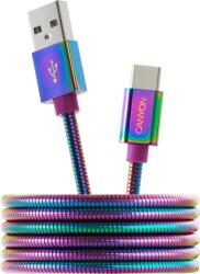 CANYON USB-C Apa - USB 2.0-A Apa Adat- és Töltőkábel, 5V-9V/2A - 1.2 m, Szivárvány