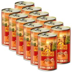 Propesko Propesko Dog Conservă cu vită și pui în sos 12 x 1240 g