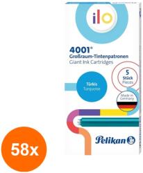 Pelikan Set 58 x 5 Patroane Cerneala Mari 4001, Ilo Turcoaz (REH-58xHRZ-301503)