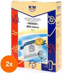 K&M Set 2 x Saci Aspirator pentru Bosch/Siemens Typ E, D, G, Sintetic, 4 Saci + 1 Filtru, K&M (TIV-2xDUSTBAG-B02-SYN-K&M)