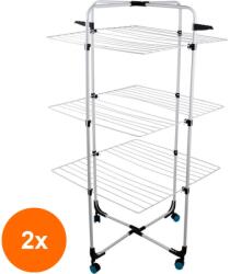 Zilan Set 2 x Uscator de Rufe Vertical, Mobil, Suprafata Uscare 30 m, Suport Umerase (LIZ-2xZLN-ZLN4182)